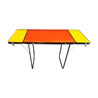 Table d'appoint vintage bicolore pliable avec 2 rallonges