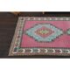 1970s vintage Turkish hand-knotted wool cotton pink area rug 128x208