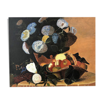 Toile huile fruits et fleurs