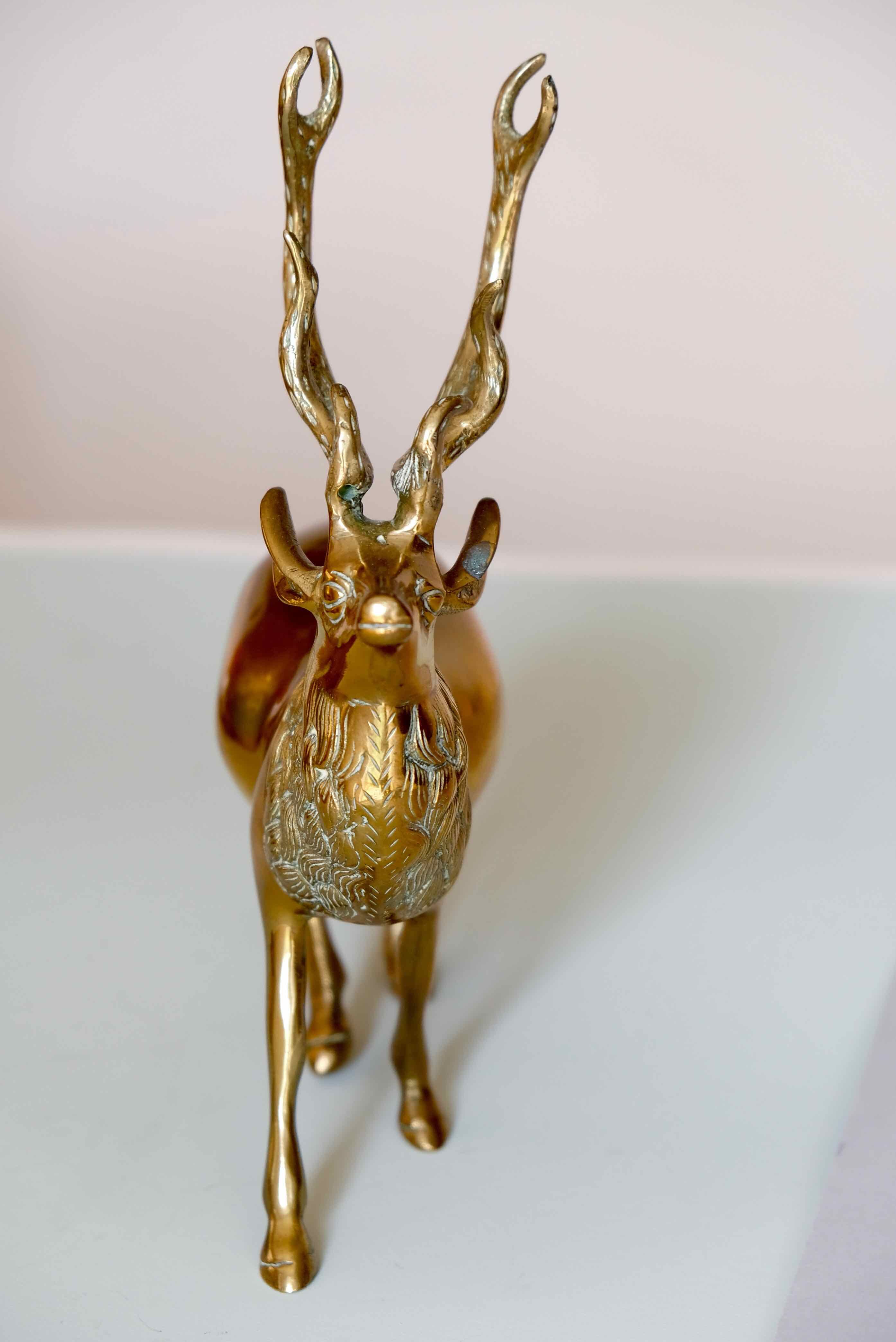 Vintage solid brass stag from the 1950s