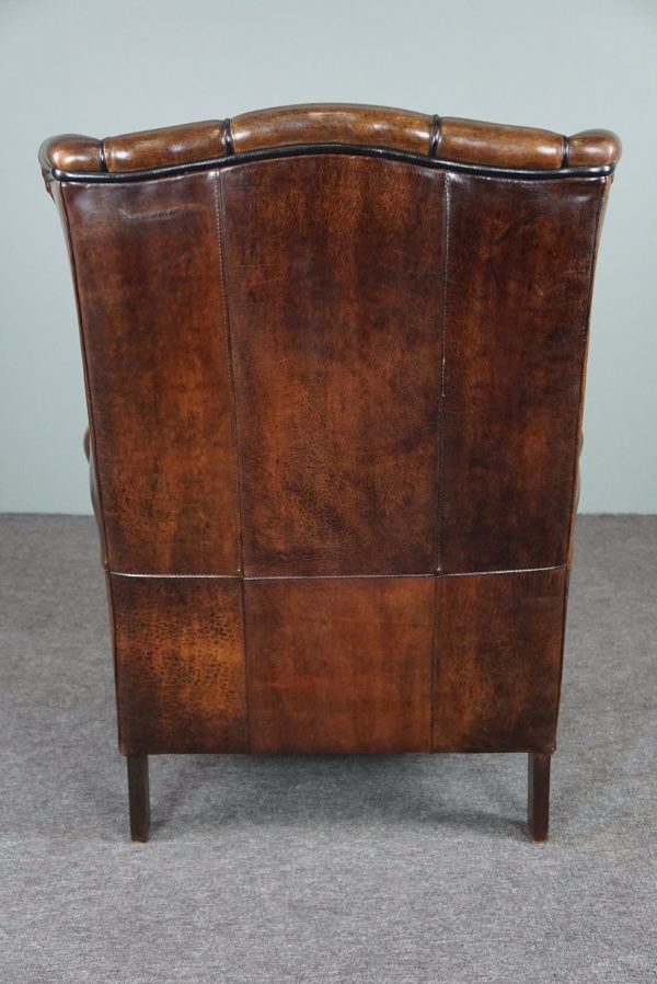 Brown sheepskin armchair