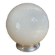 Vintage Ceiling Light Opaline White Ball + Aluminium Support 50s #E