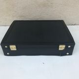 Old travel Gerard Henon leather black briefcase