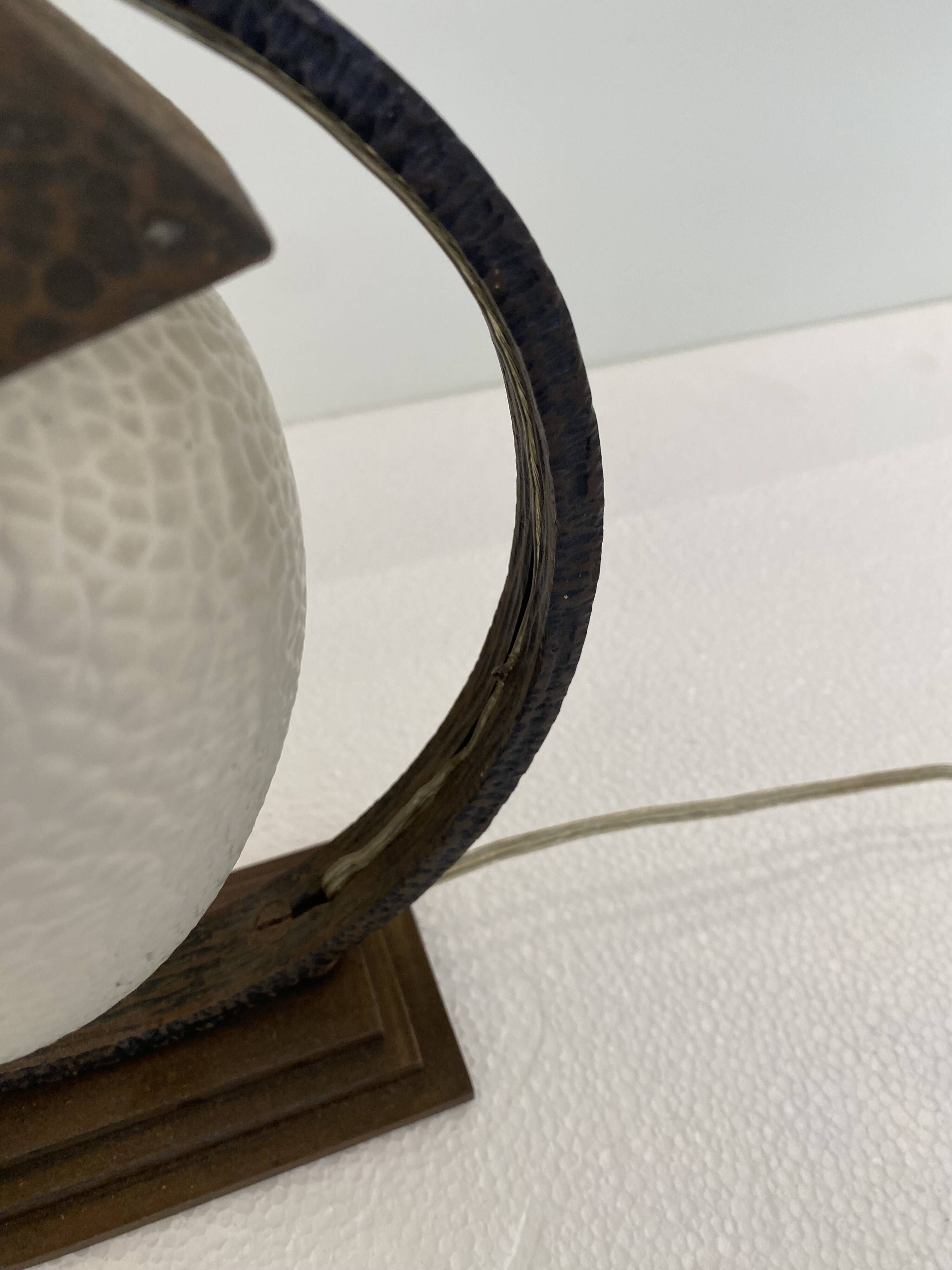 Sculptural Art Deco Table Lamp With Frosted Glass Shade, 1930s