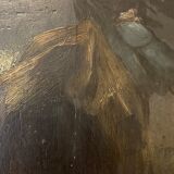 Old painting, the seamstress, signed L Cambedouzou and dated 1904