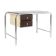 Bureau style Bauhaus en métal chromé cintré et simili cuir