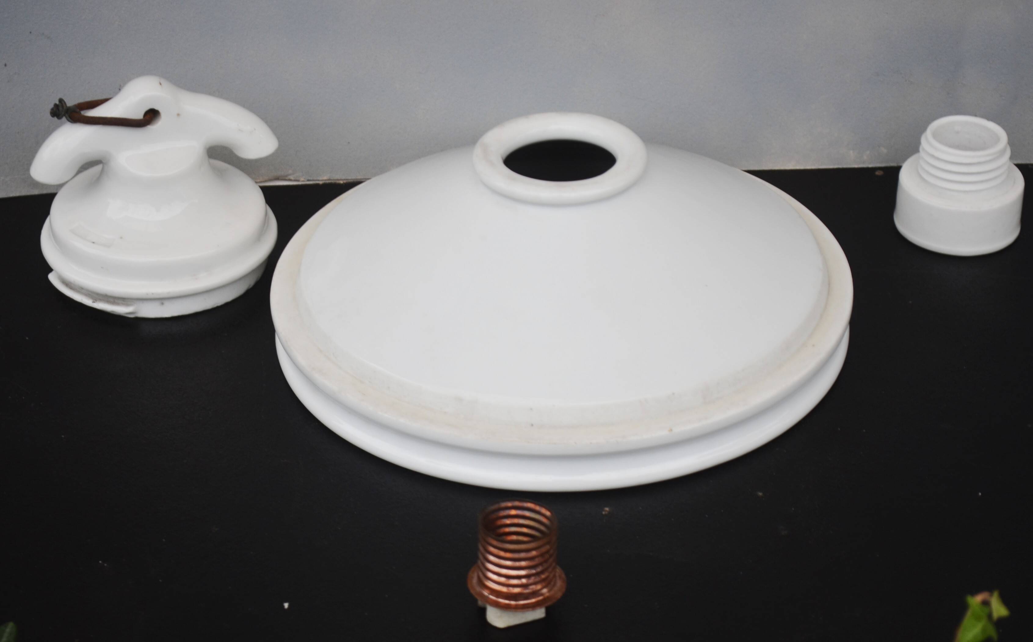 Early 1900 Industrial Mount Light Industrial Ceiling Porcelain Ceramic Lamp