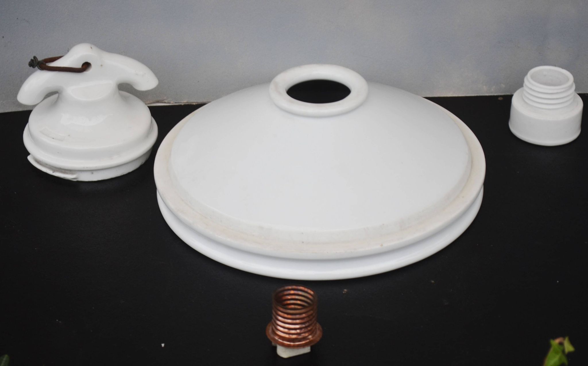 Early 1900 Industrial Mount Light Industrial Ceiling Porcelain Ceramic Lamp