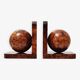 Art Deco bookends made of polished solid burl wood.