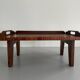 Wooden coffee table with a lovely square pattern, serving tray, 1960s, Germany.