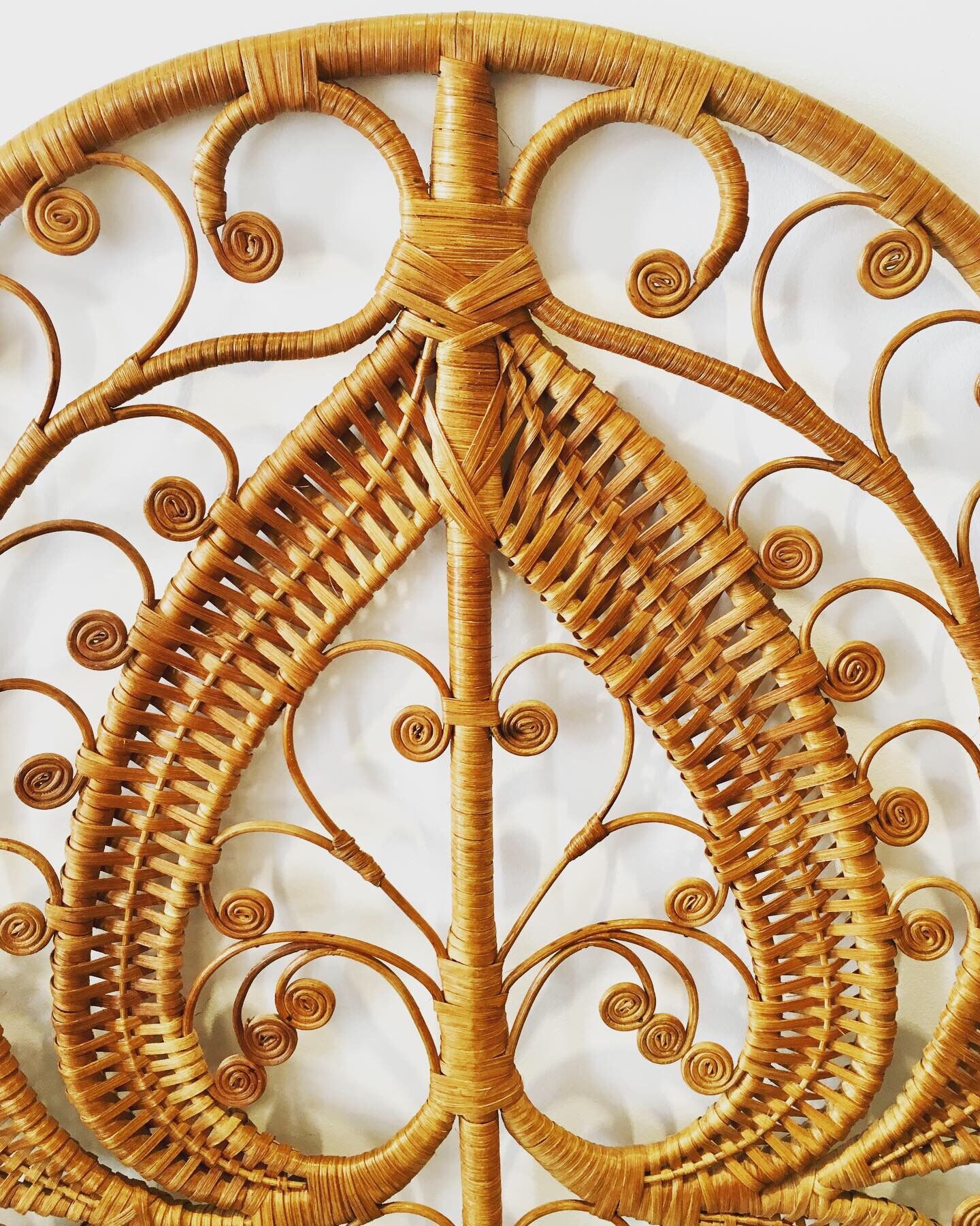 Peacock rattan headboard
