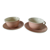 Duo tasses Villeroy & Boch Santos rose poudré et ivoire années 60