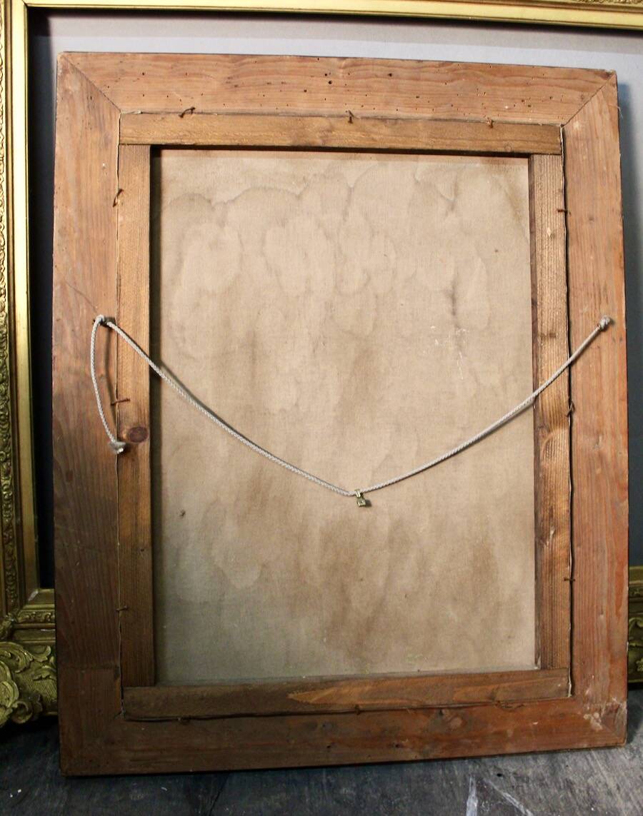 Decorative painting gallant scene in black and gold frame