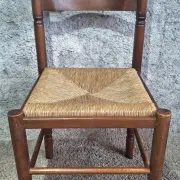 Set of 4 rustic chairs in Louis XIII style, with rush seats, early 20th century.