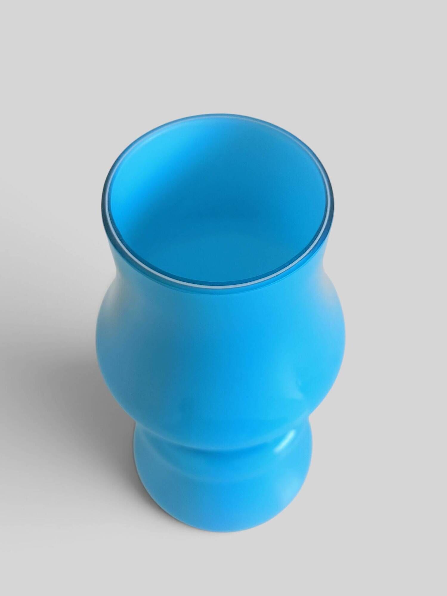 Vintage Italian opaline glass vase from Empoli, turquoise blue, 1960s.