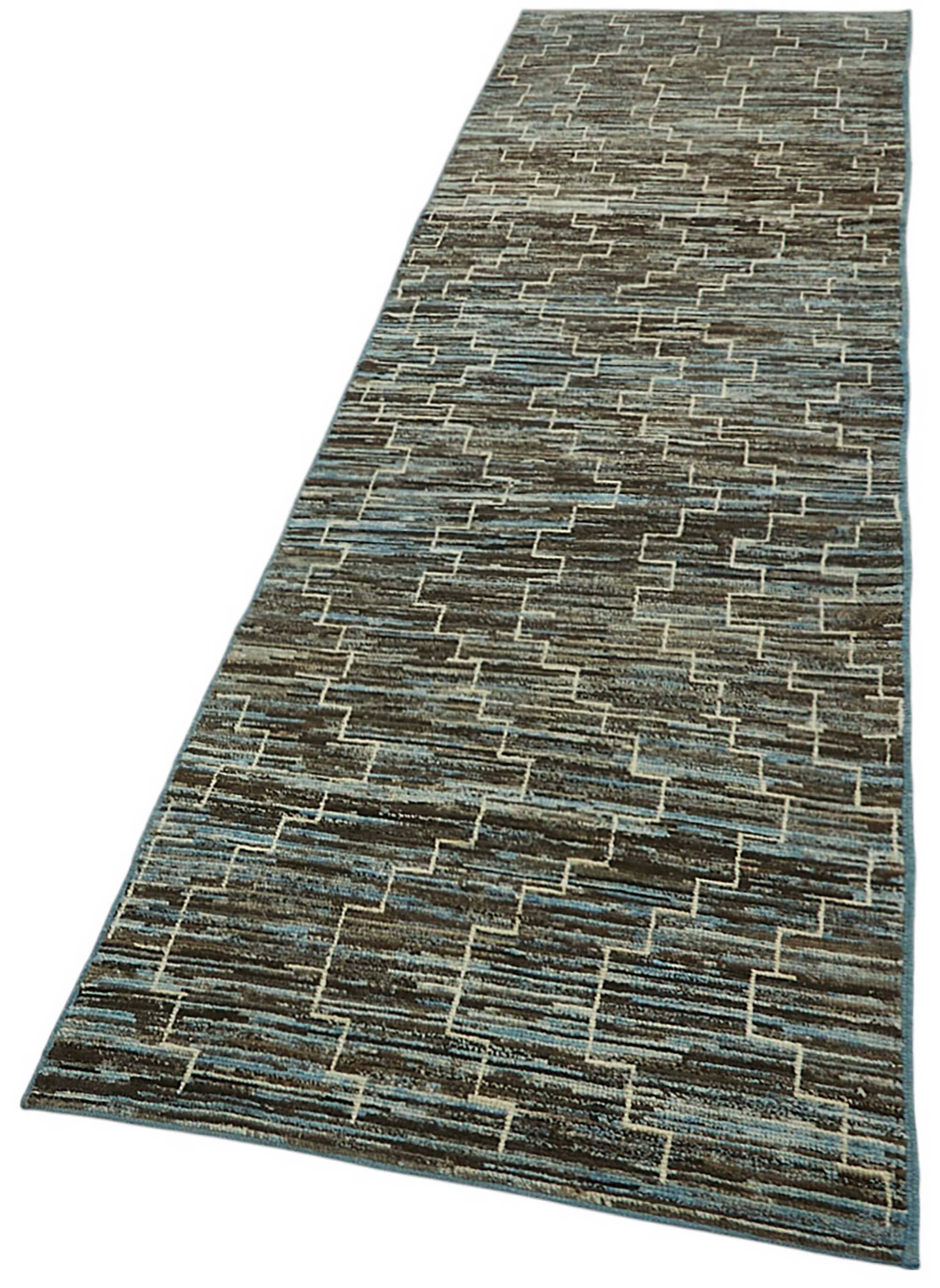 Handmade Tribal Decorative 84 cm x 340 cm Blue Wool Runner Carpet