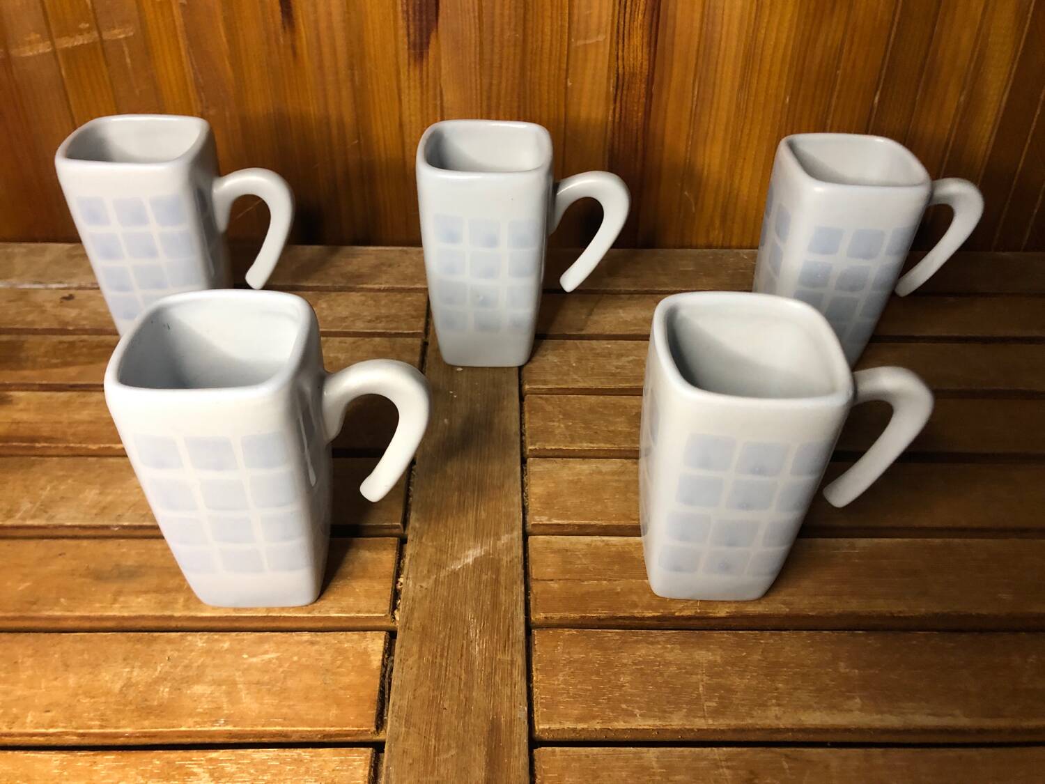 Series of 5 cups broste copenhagen vintage blue ceramic #a513