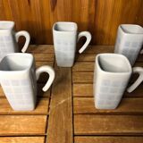 Series of 5 cups broste copenhagen vintage blue ceramic #a513