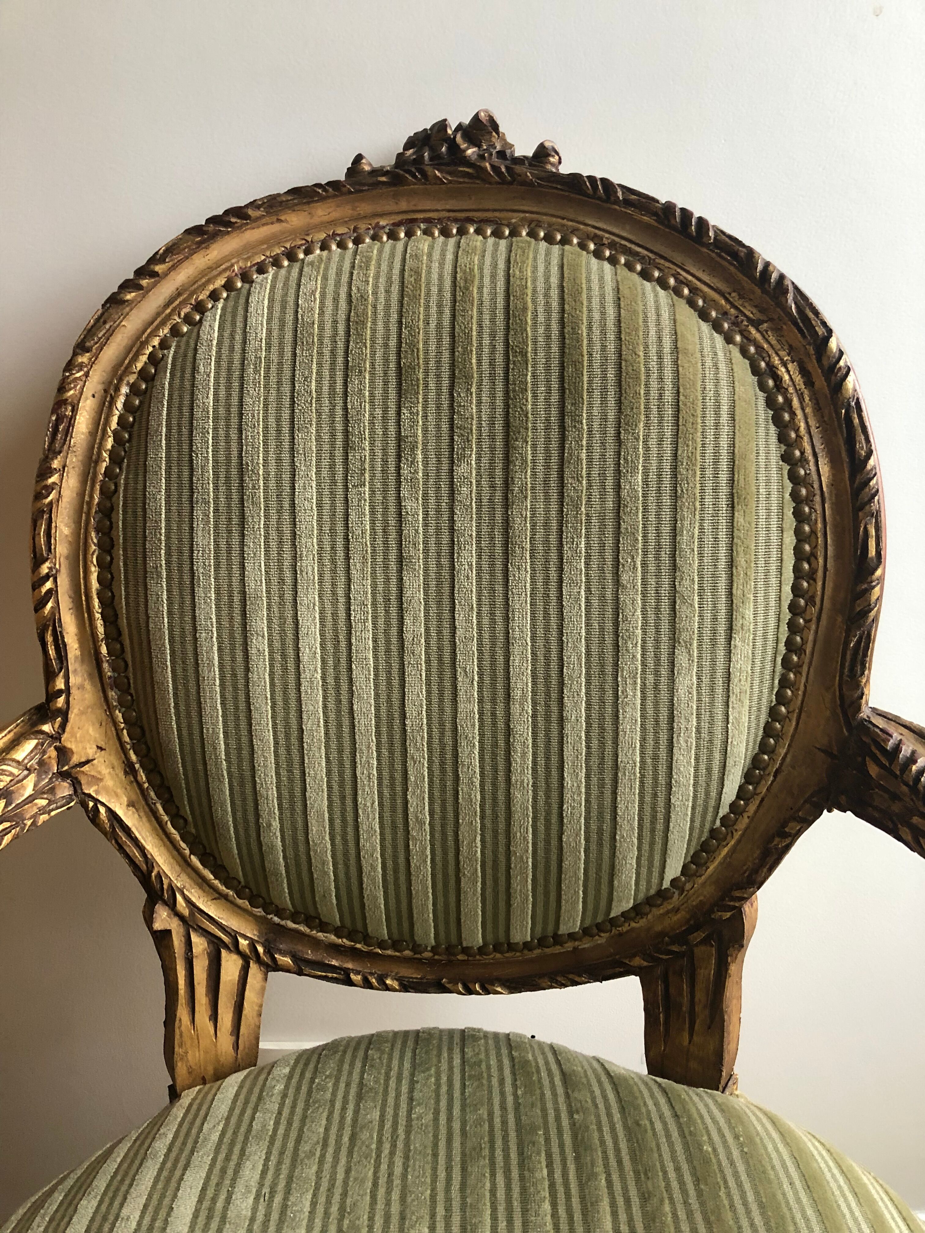 Pair of Louis XVI style armchairs