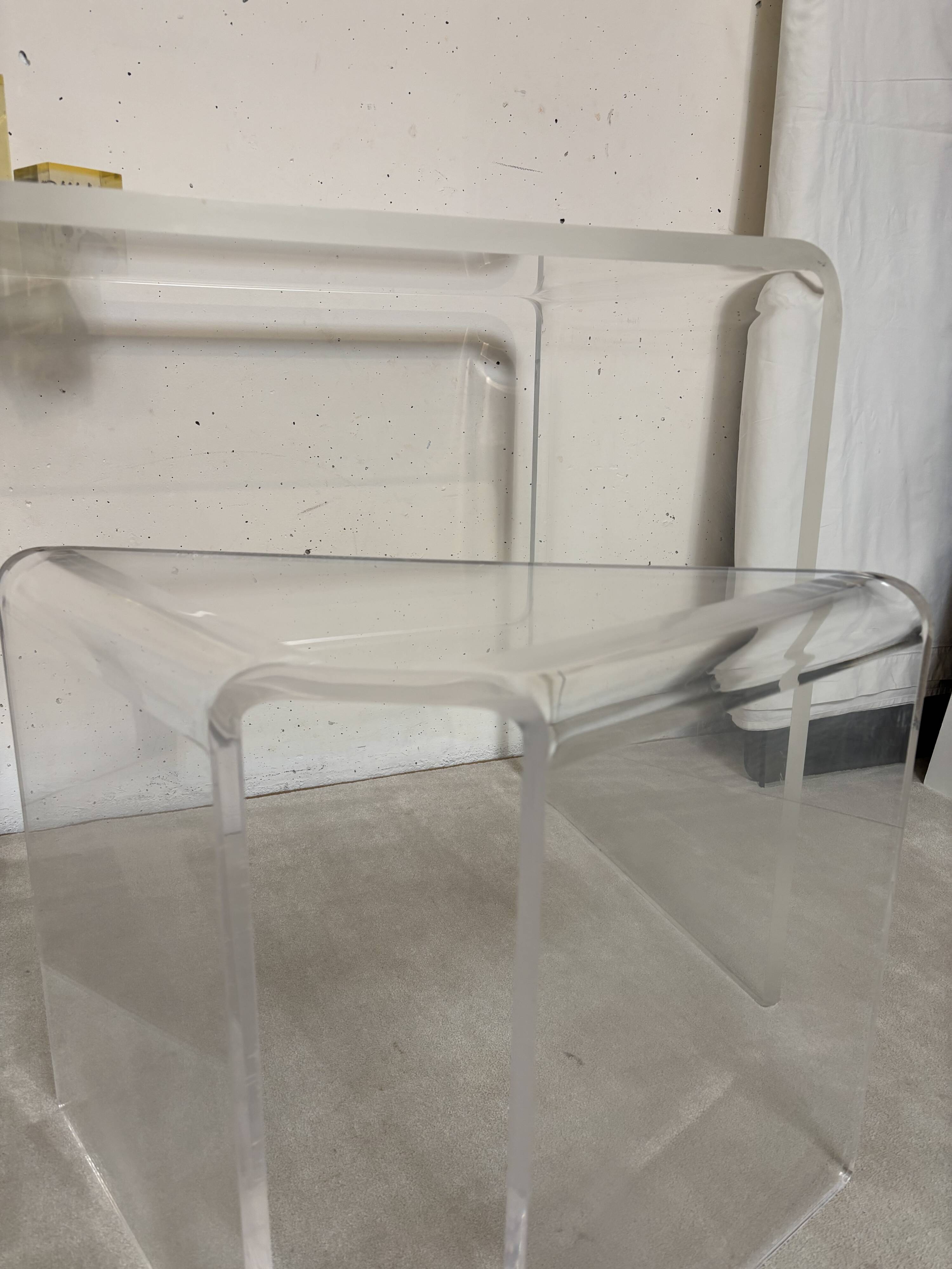 Plexiglass desk, dressing table and stool, 1970