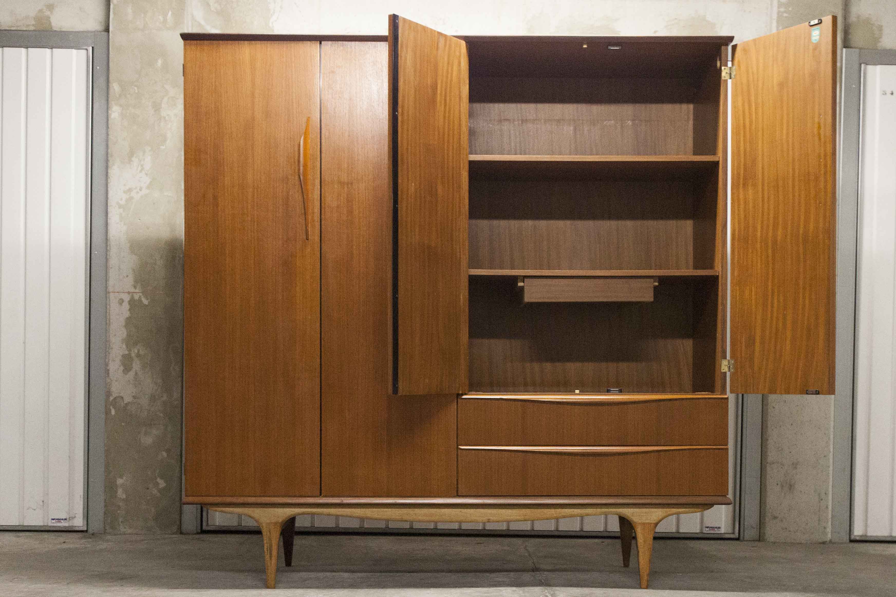 Scandinavian teak cabinet 1960 with mounting plan