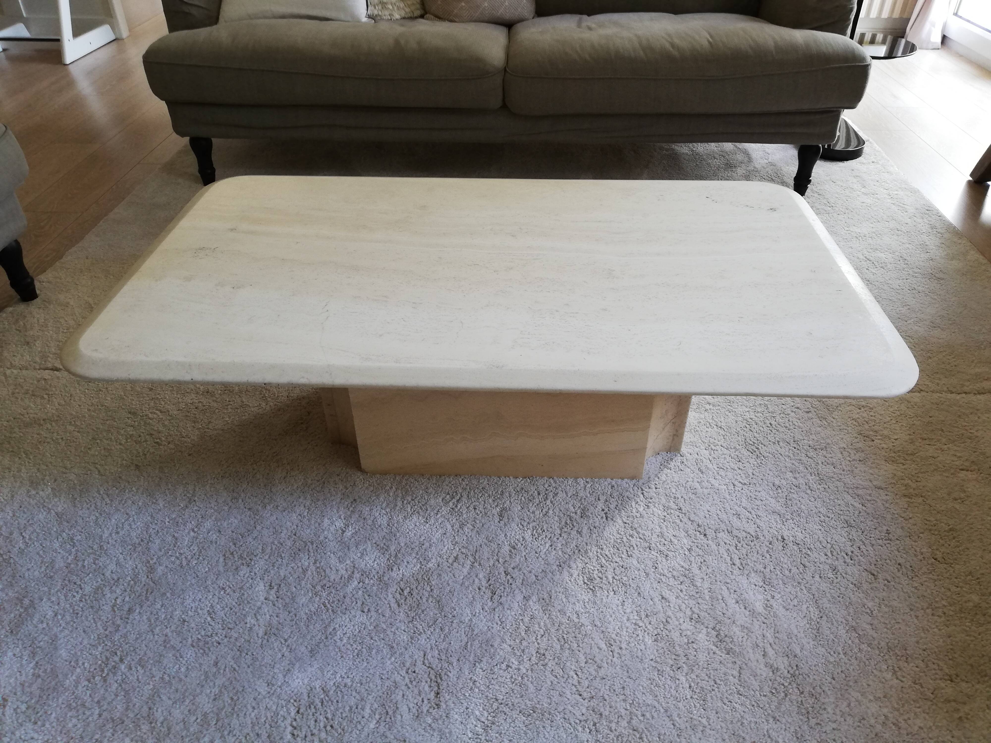 Large coffee table in vintage travertine
