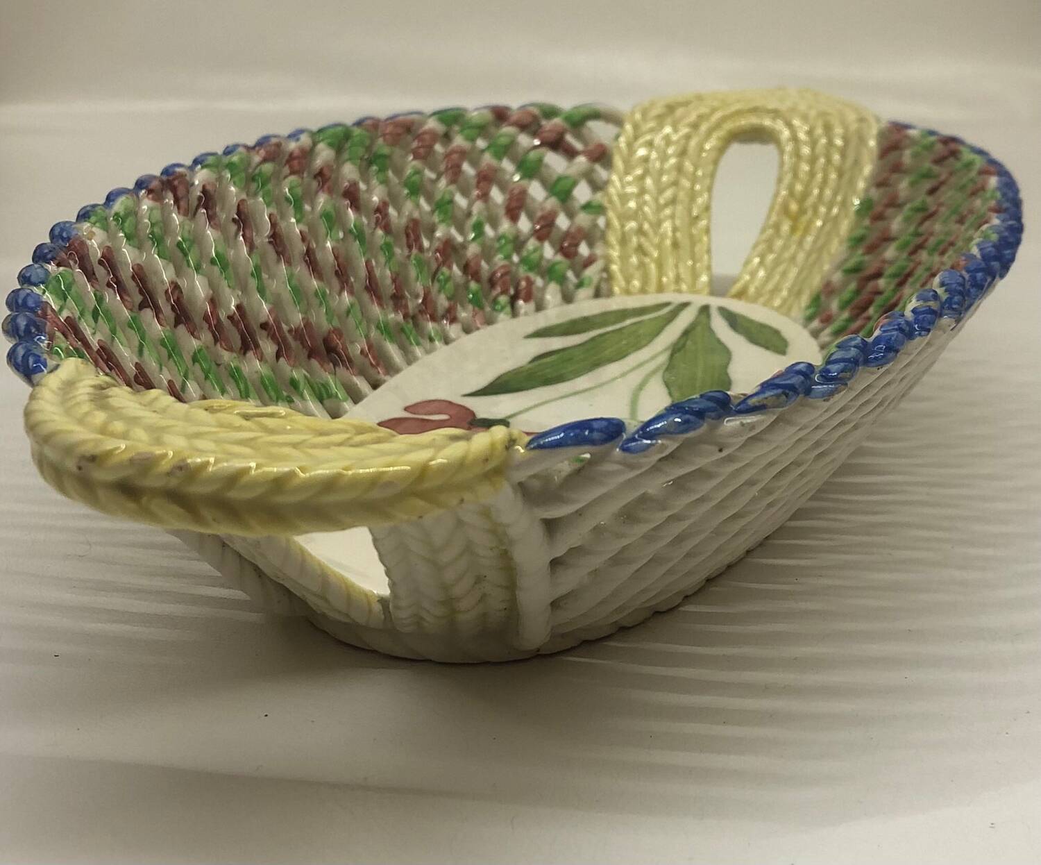 Vintage Spanish ceramic basket dish