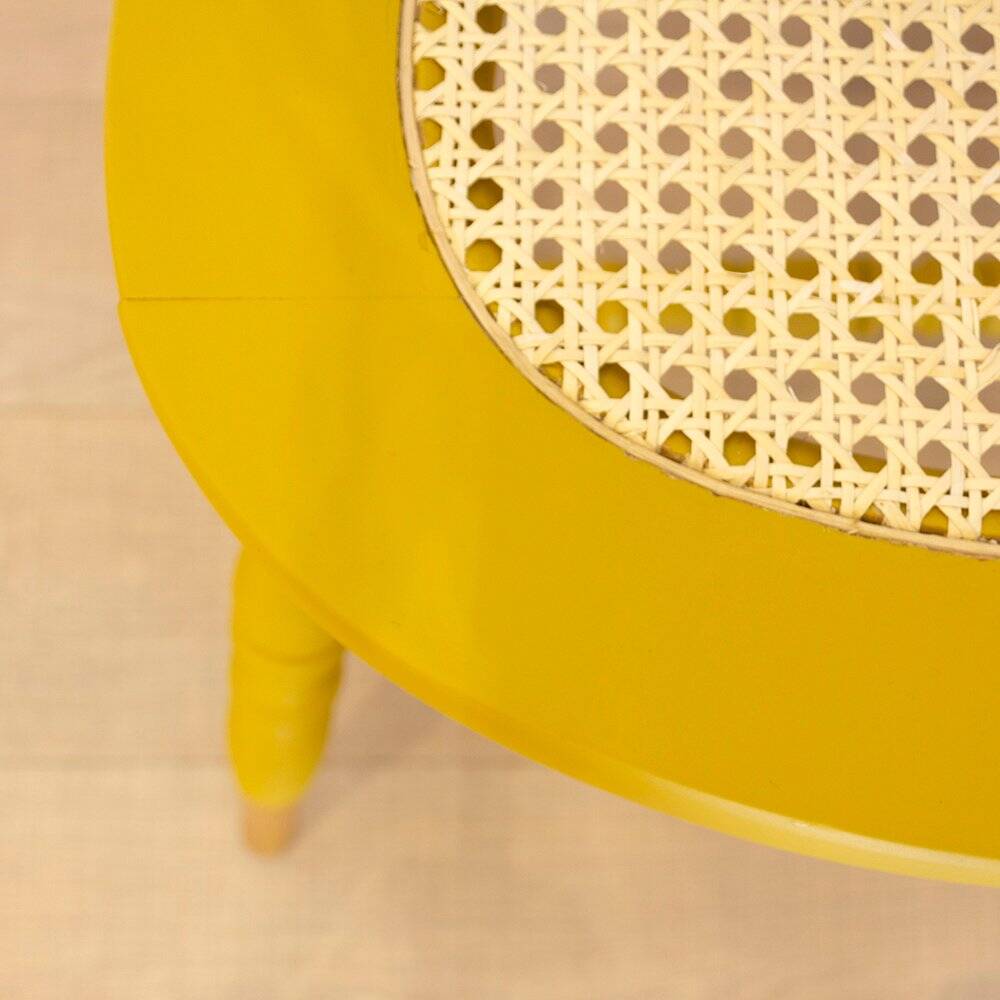 Oak Wooden Grid Seat Chair, Spain, 1950s