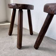 Pair of tripod stools in oak