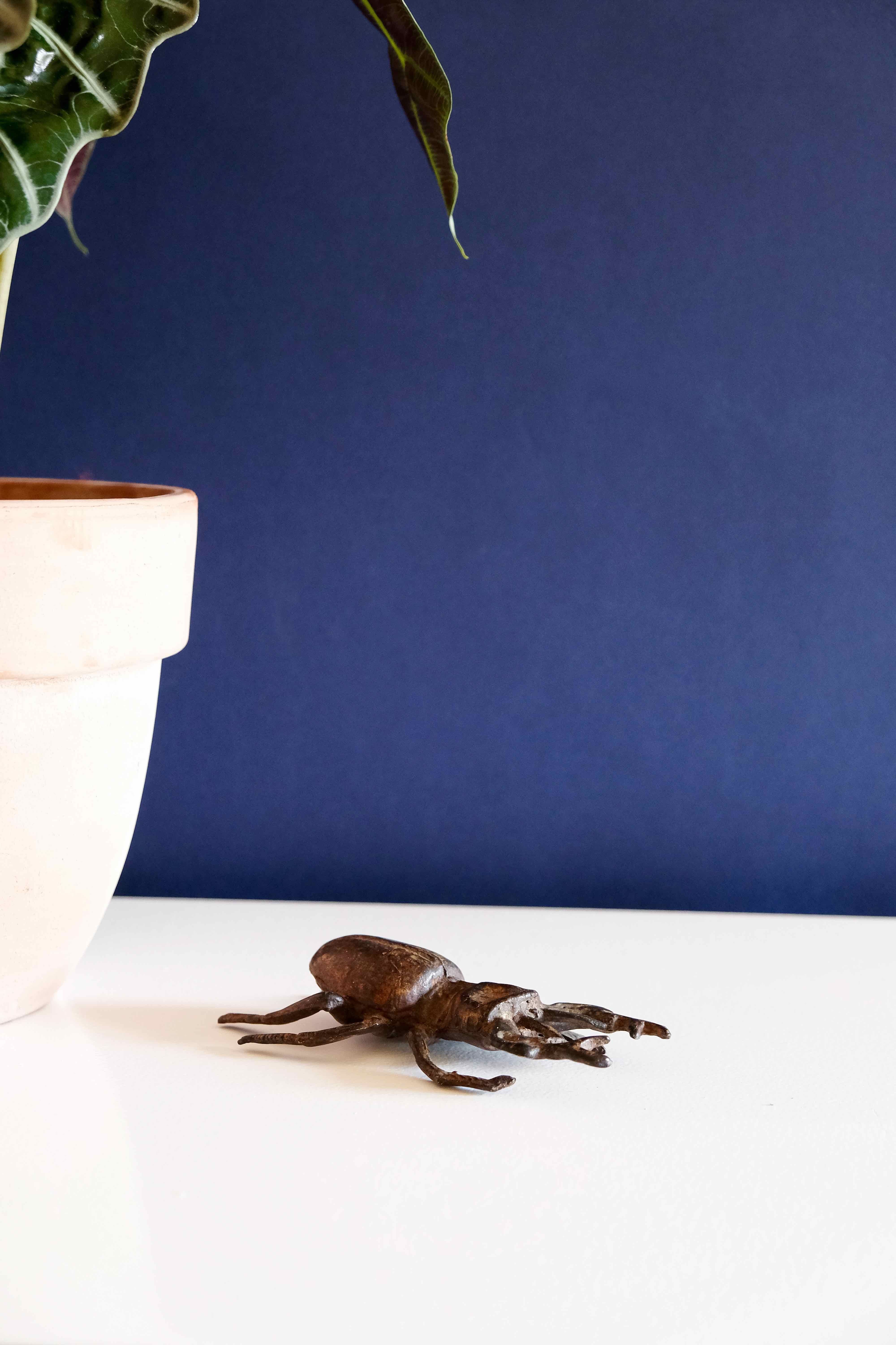 Sculpture / paperweight large deer antique bronze beetle