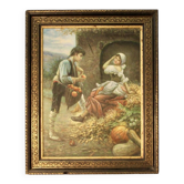 Decorative painting gallant scene in black and gold frame