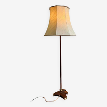 Lampe sur pied / lampadaire vintage avec socle en teck