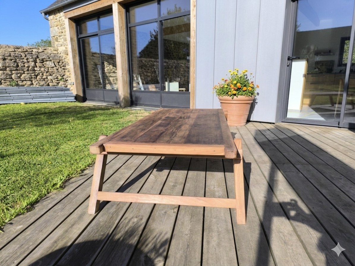 XXL coffee table in recycled wood - Industrial Style &