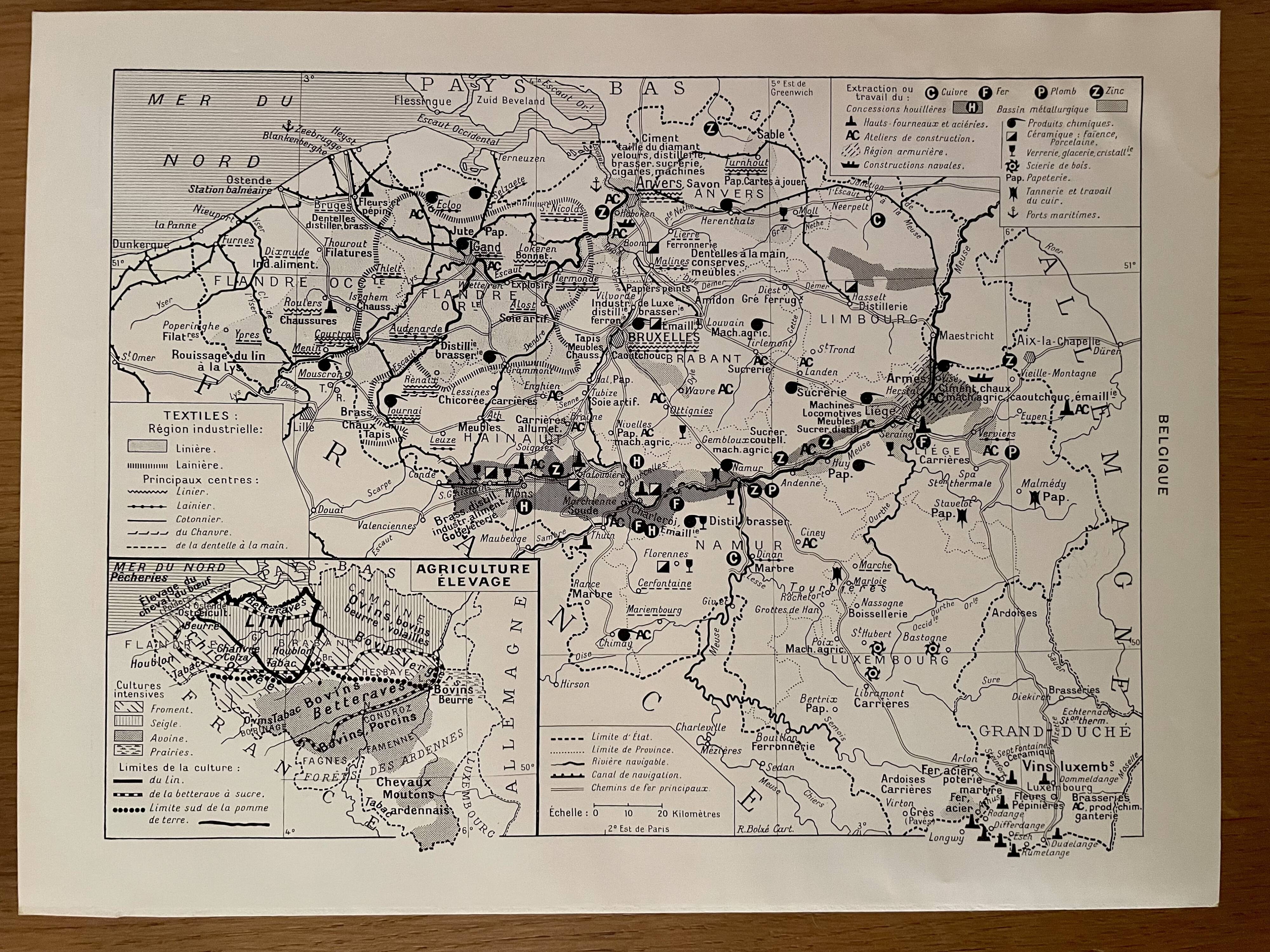 Map of Belgium from 1928
