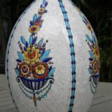 Boch La Louvière vase with a floral decoration in cracked faience
