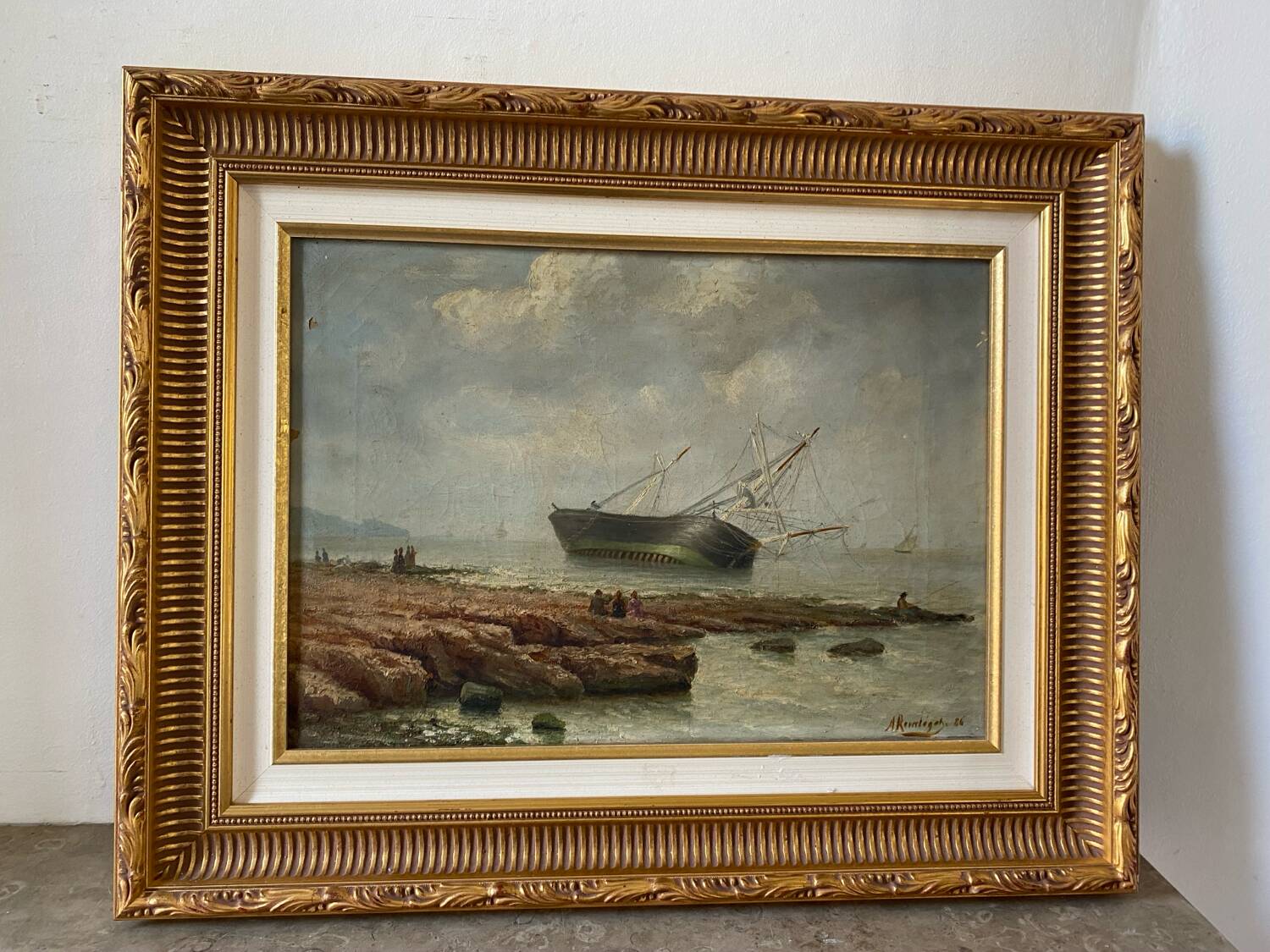 Signed stranded boat from 1886