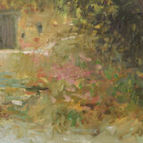 Joan Ramon Palau Junca - Impressionist Painting with River and Chalets