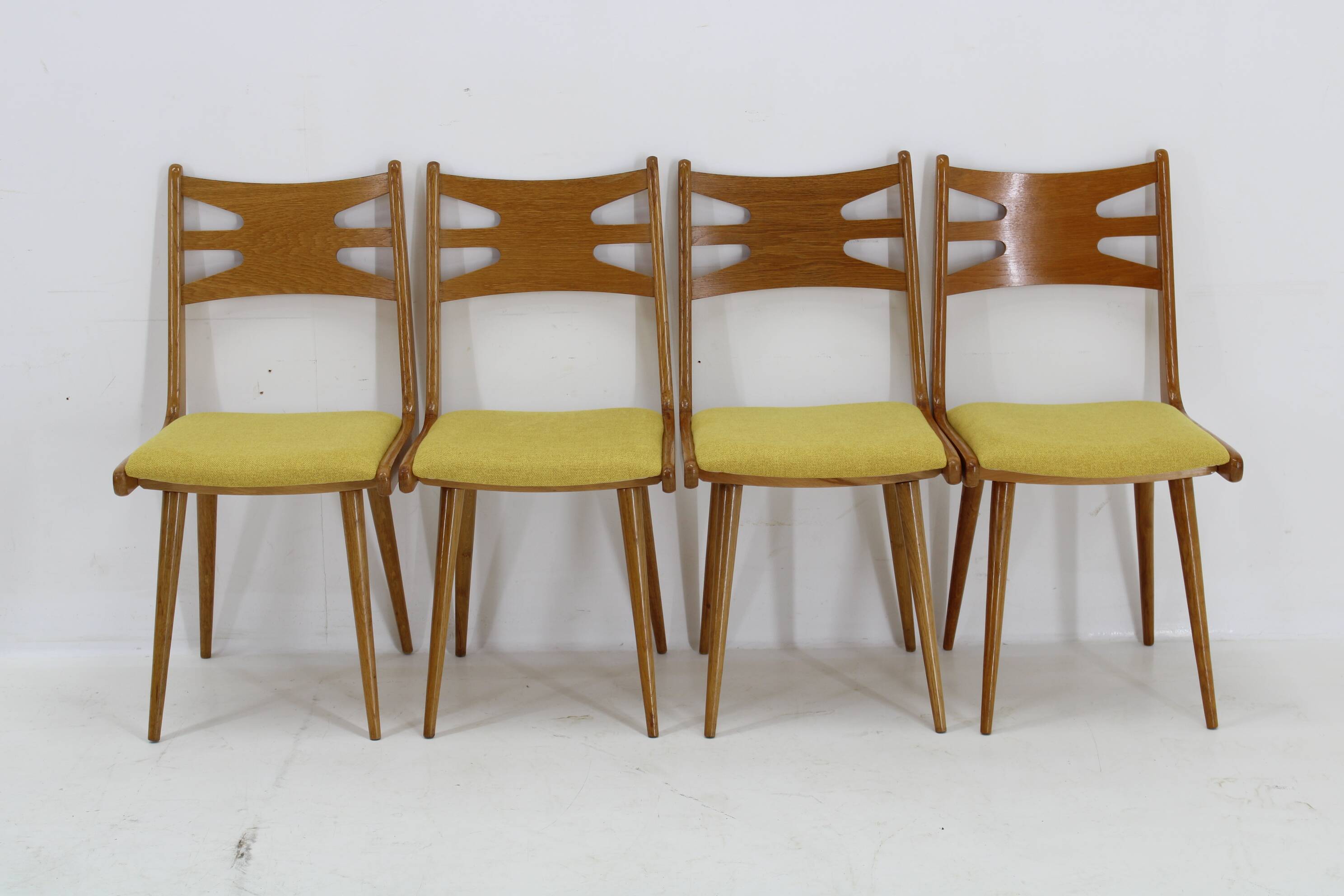 1960s Set of Four Restored Rare Dining Chairs, Czechoslovakia