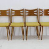 1960s Set of Four Restored Rare Dining Chairs, Czechoslovakia