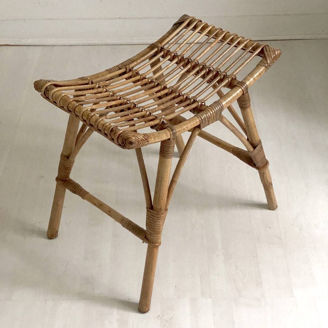 Vintage 60's rattan stool