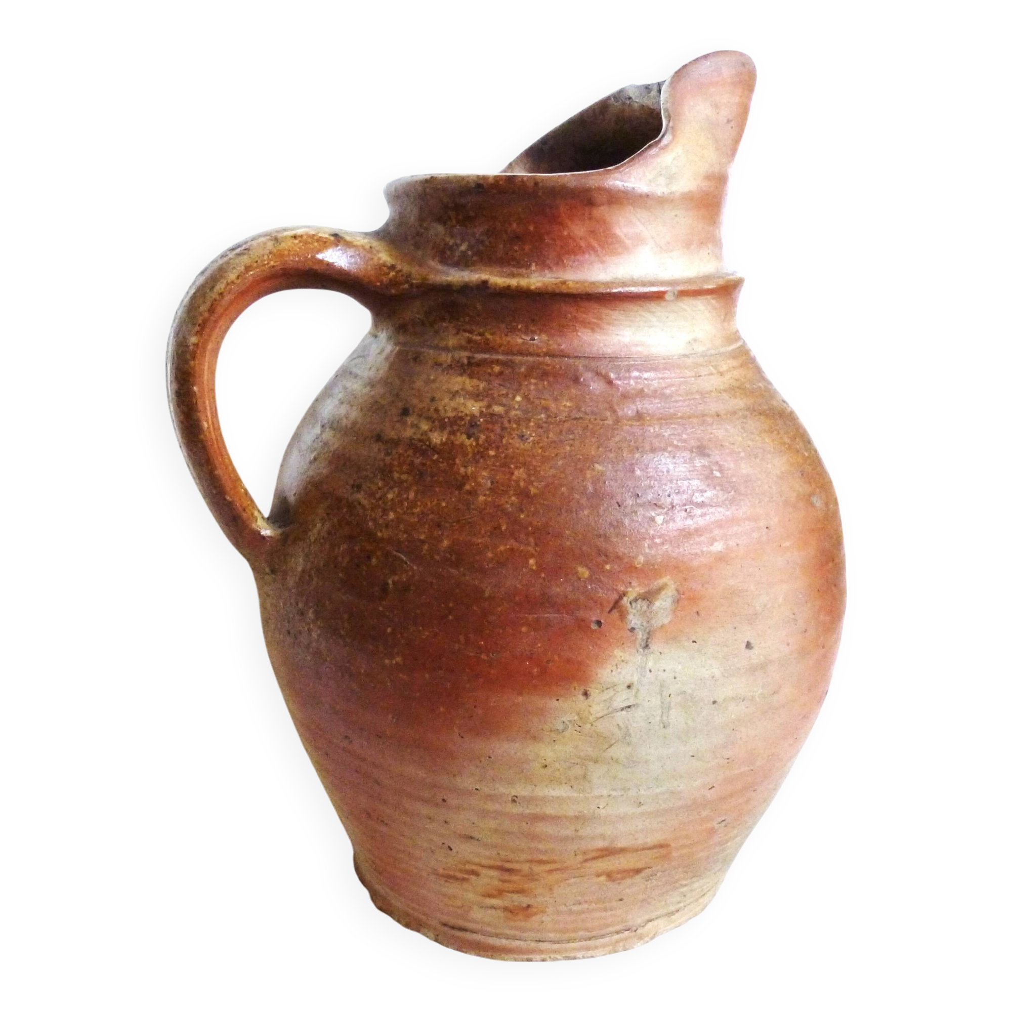 Ancienne cruche de ferme en grès; pichet à eau, vins, cidre... en grès.