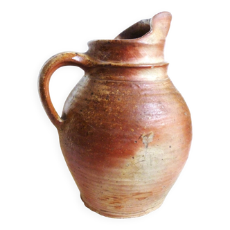 Old stoneware farm jug; stoneware pitcher for water, wine, cider...