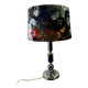Lampe de table vintage chromée avec abat-jour fleuri