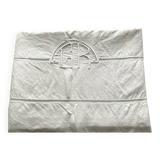 Antique linen sheet hand-embroidered with GR monogram