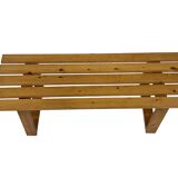 Vintage Scandinavian modern pinewood slatted bench from the 1960's