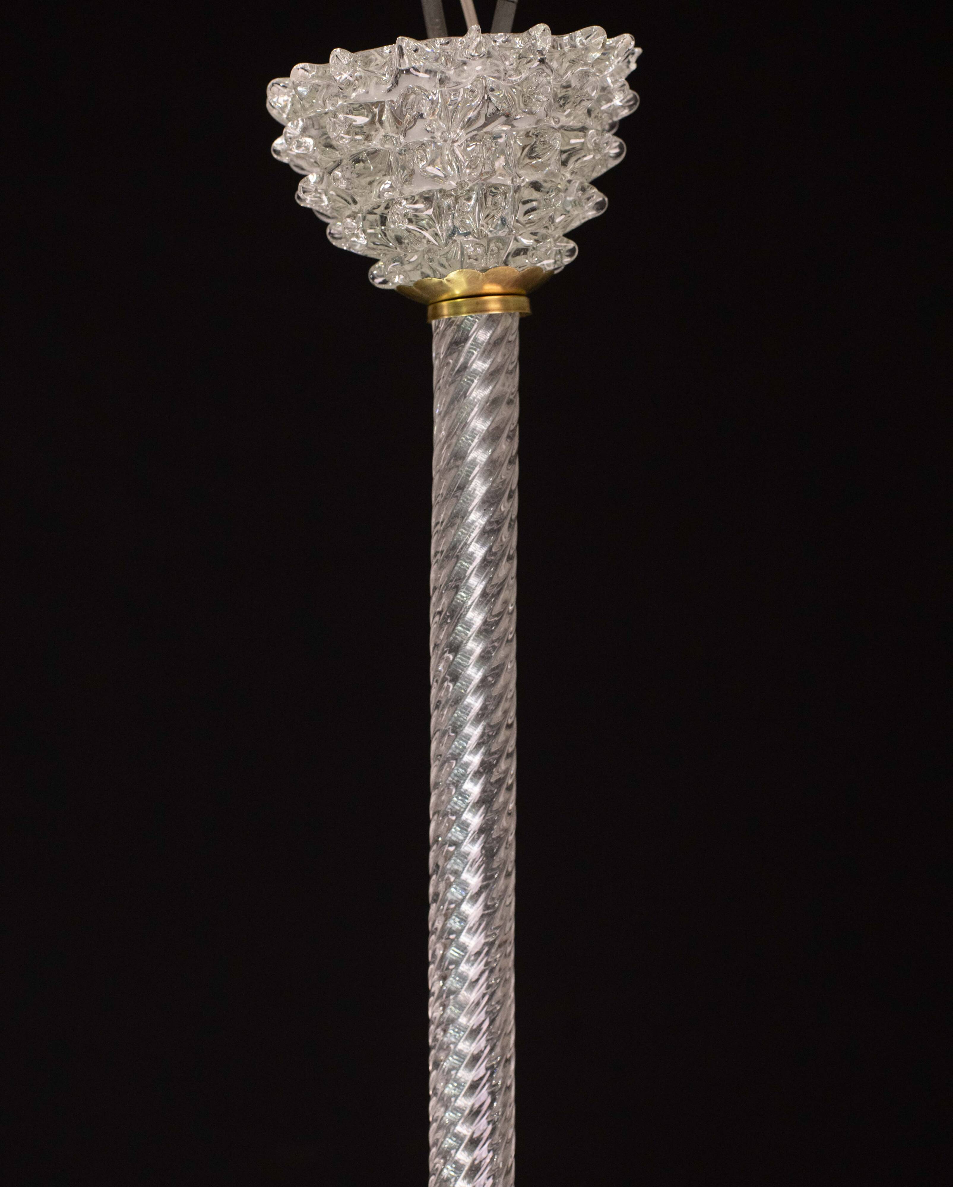 Extraordinary Clear Rostrato Murano Glass Penadant by Barovier & Toso, 1940