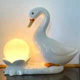 Ceramic goose lamp and globe 80s