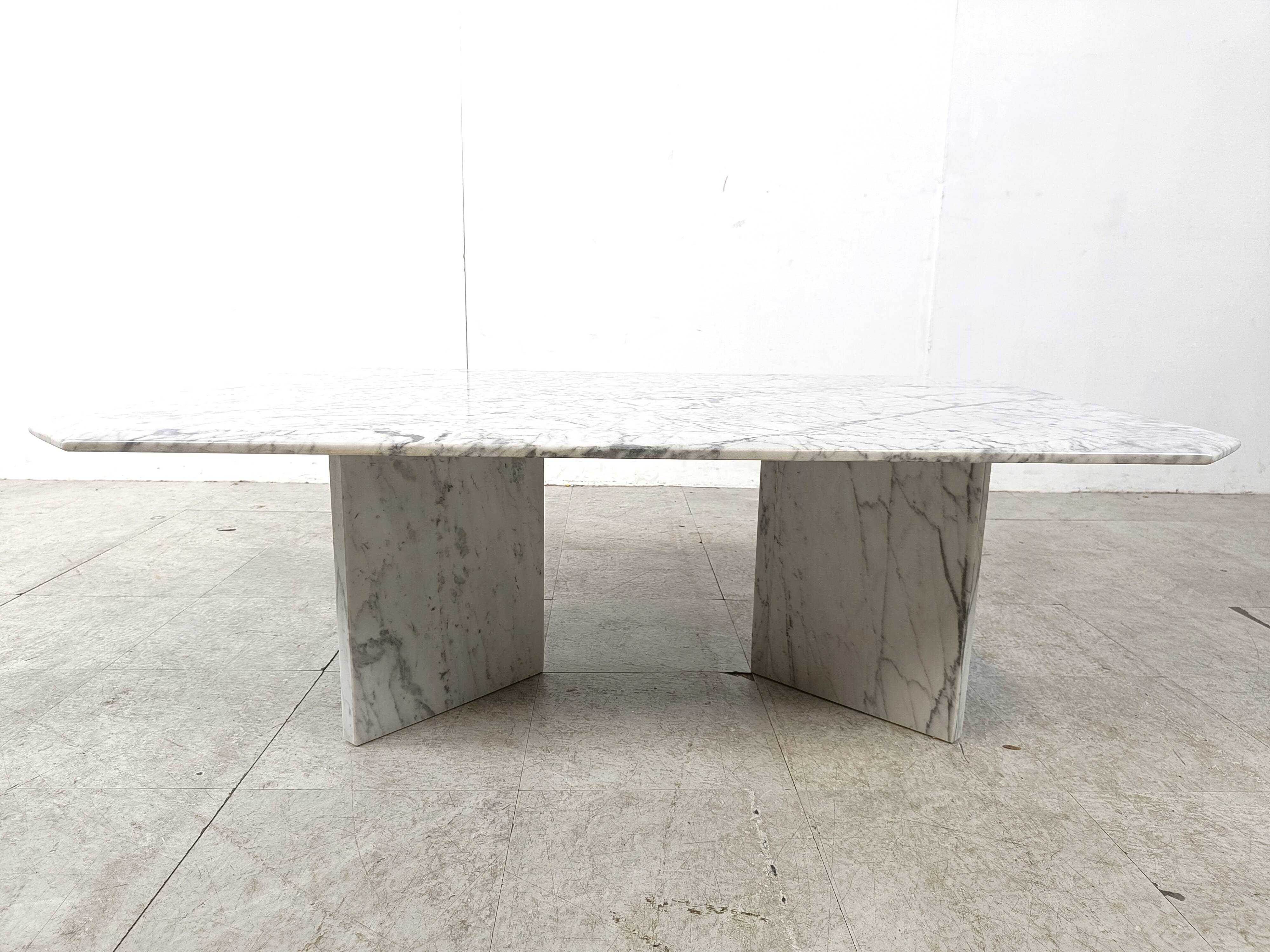 Vintage white marble coffee table, 1970s