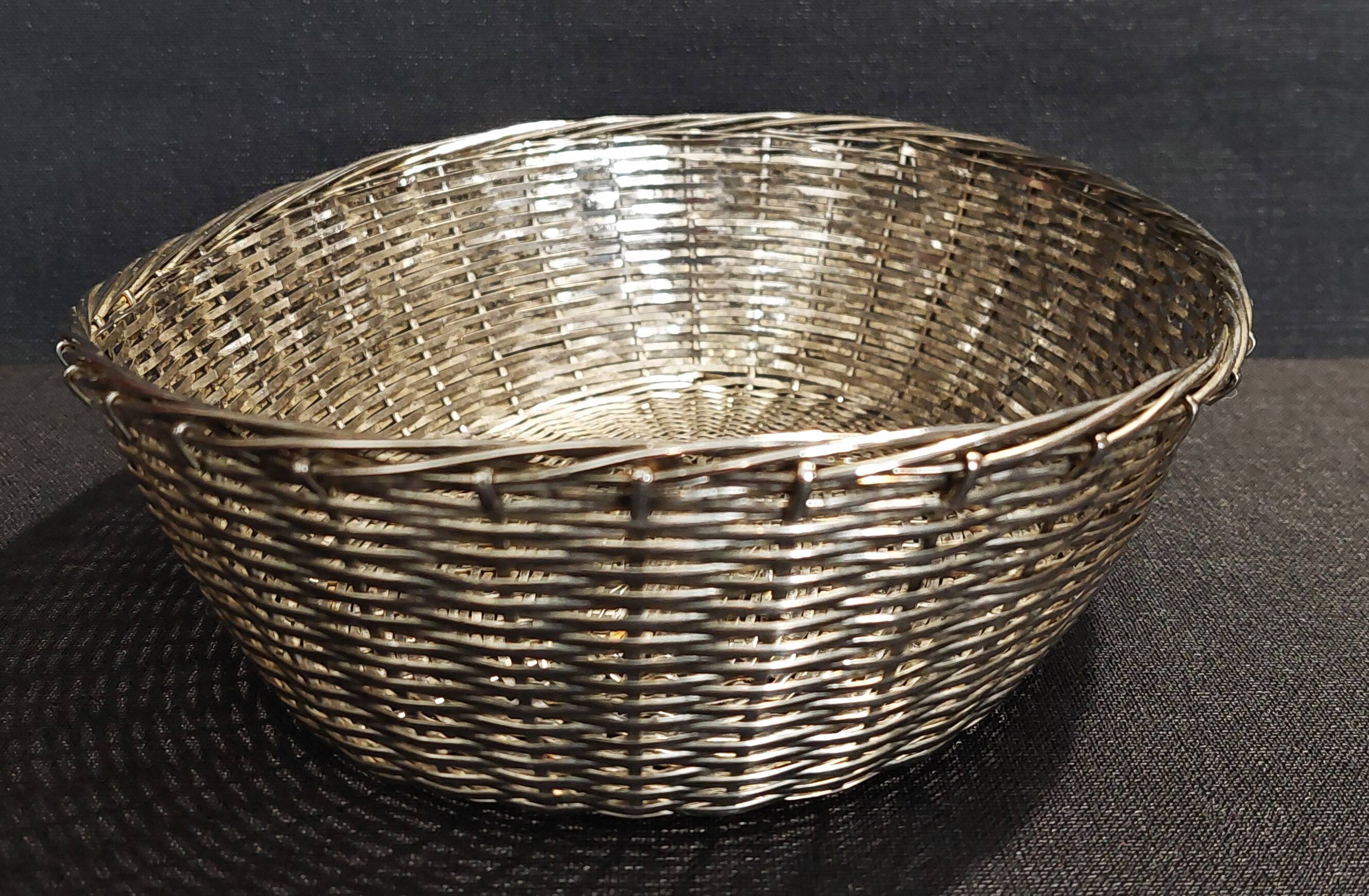 20th century braided silver metal bread basket