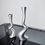 Pair of brutalist candle holders by art3, spain, 1970